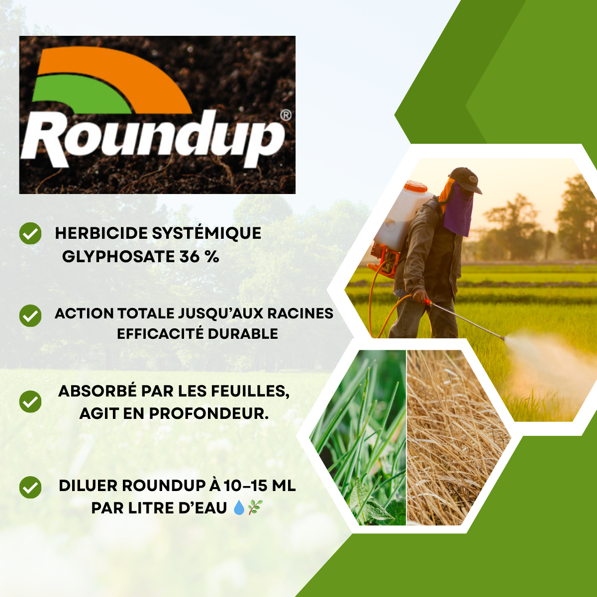 ROUNDUP 360 POWER 2.0 Désherbant/herbicide total - Glyphosate - LT.1