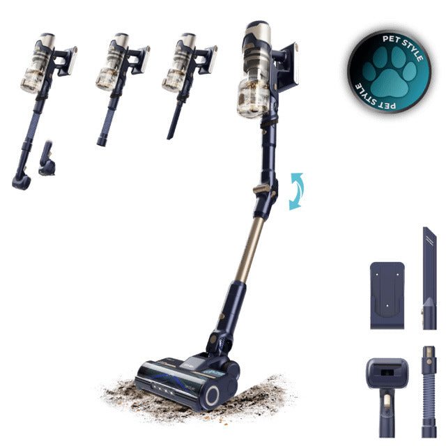 Conga Rockstar RS80 Pet Flex Detect Upright Vacuum Cleaner. 600W motor and 200AW suction power. Anti-tangle, hair-free brush. Up to 65 minutes of runtime in Eco mode and handheld mode. Special pet brush. Flexible hose.