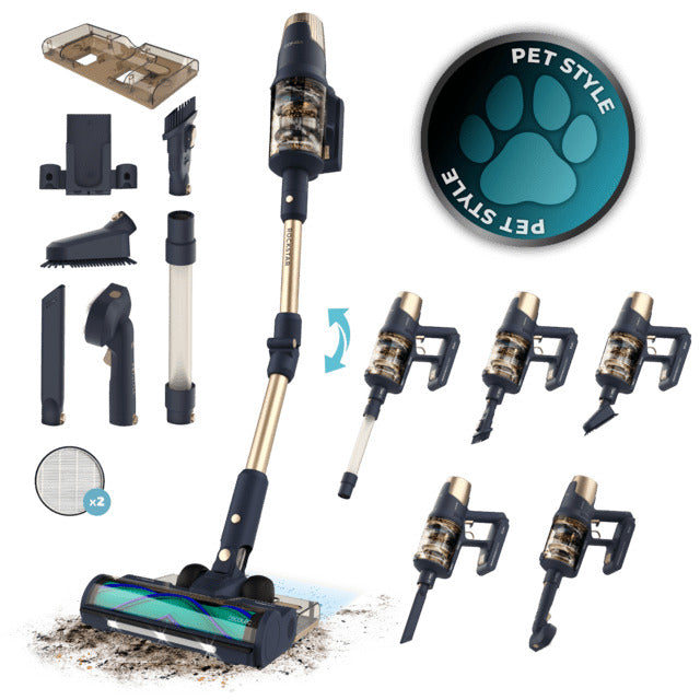 Conga Rockstar RX70 AquaPet Flex X-Treme Cordless Stick Vacuum Cleaner. Maximum suction power of 300 aW and ultra-power of 780 W. 100-minute runtime. Hairless tangle-free brush.