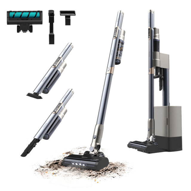 Scoba 2100 Station Lightweight Stick Vacuum Cleaner with Automatic Emptying Base. 210W Digital Brushless Motor with 20 kPa Suction Power. Up to 40 minutes of runtime. Two suction modes. Jalisco Brush. Includes a 2-in-1 tool for furniture