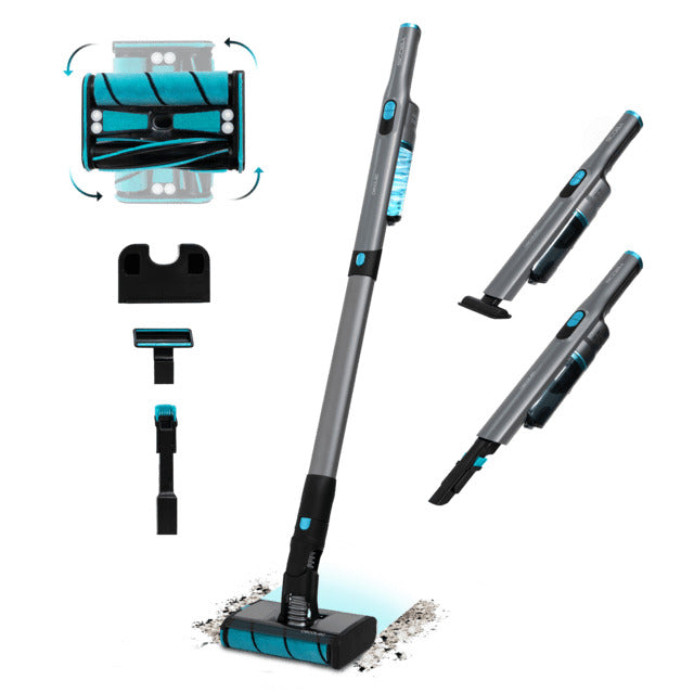 Scoba 2100 Twice Cordless omnidirectional bagless vacuum cleaner with an ultra-light design (less than 1 kg in the hand and 1.6 kg full) and a high-power Digital Brushless motor that gets rid of dirt quickly, quietly and with the same efficiency